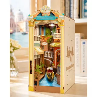 Rolife Book Nook Romantic Venice, 3D Puzzle mit LED für Erwachsene | DIY Miniatur Haus für Bücherregal Dekoration, inzigartiges Weihnachts- & Geburtstagsgeschenk für Erwachsene