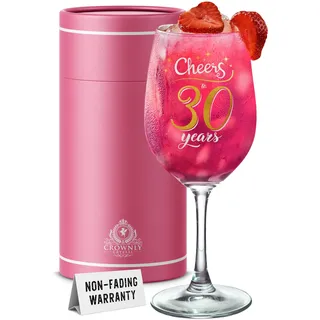 CROWNLY CRYSTAL Weinglas 30 Geburtstag Geschenk Für Frauen Aus Kristallglas Mit Aufdruck Cheers To 30 Years Als Edle Geschenkidee Mit Geschenkbox