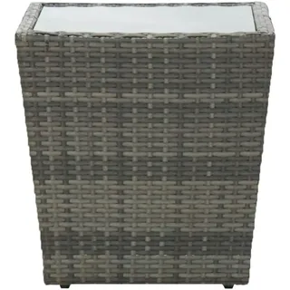 vidaXL Beistelltisch Grau 41,5x41,5x43 cm Poly Rattan und Hartglas
