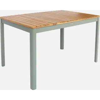 sweeek - Gartentisch aus Akazienholz mit abgerundeten Ecken, 6 Plätze - Khaki - Grün