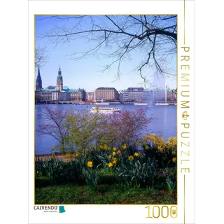 CALVENDO Puzzle Die Hamburger Skyline im Frühling 1000 Teile Puzzle hoch | Lege-Größe cm Foto-Puzzle für glückliche Stunden
