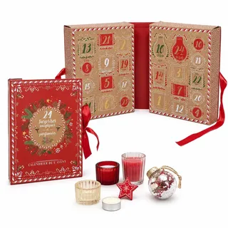 Weihnachts-Adventskalender mit 24 Überraschungen – Kerzen und Weihnachtsdekoration – Adventskalender für Erwachsene – Weihnachtsgeschenk für Frauen un - Rot