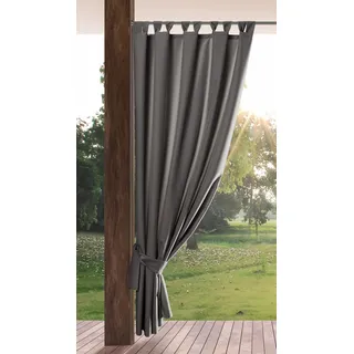 Eurofirany Garden Outdoor Vorhang mit Klett-Schlaufen, 1 Stück, Blickdicht & Wetterfest, UV-Schutz, für Balkon Terrasse Pavillon, H220 x B155 cm, Dunkelgrau