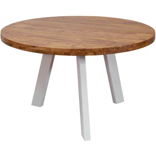 FineBuy Esszimmertisch Ø 130 cm Sheesham Holztisch Massiv Küchentisch Tisch