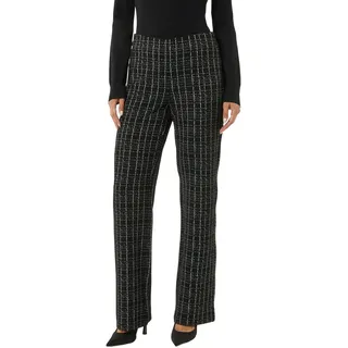 Stoffhose COMMA, Damen, Gr. 42, N-Gr, grau (grau, schwarz), Web, Obermaterial: 63% Polyester, 25% Viskose, 10% metallisierte Fasern, 2% Elasthan, gemustert, normal lang, Hosen Stoffhose, Sommerhose mit grafischem Muster