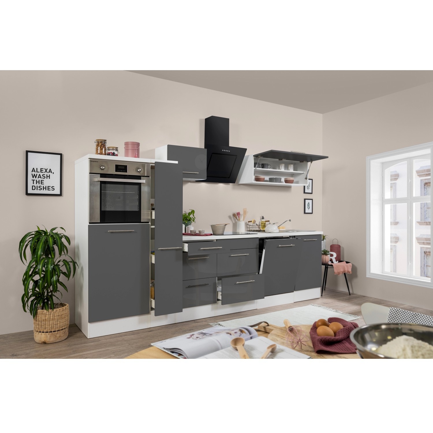 Bild von Premium Küchenzeile Küchenblock Weiß Grau