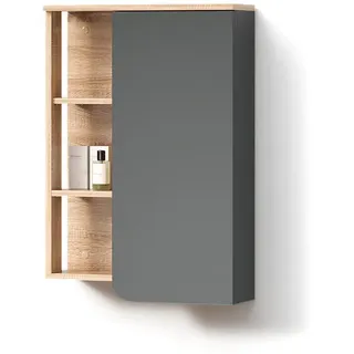 livinity Livinity® Badschrank Marano, 50 x 75 cm mit Tür und offenen Fächern, - Grau