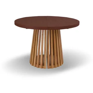 Masseno Ausziehbar Esstisch LAMELLI 110 - 210 cm x 110 cm Rund Tisch für Wohnzimmer, Küche, Braun - Braun
