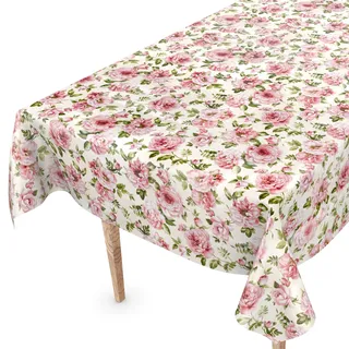 Tischdecke abwaschbar Wachstuch Wachstuchtischdecke 240 x 140cm Schnittkante Natalie Blumen pflegeleicht