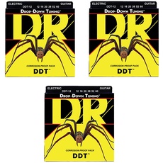 DR DDT-12 - E-Gitarrensaiten, Drop Down Tuning, 012-060, 3er-Pack