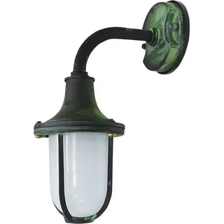 Licht-Erlebnisse Außenleuchte Wand Glas Messing E27 IP64 30 cm hoch Grün Antik Maritim Wandlampe außen - Bunt