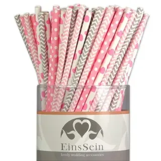 EinsSein 100x Papierstrohhalme Ready-Mix Candyman Hochzeit Party Geburtstag Strohhalme Trinkhalme Cake Pops Sticks und Candy Bar-Zubehör Stiele Papier Pappgeschirr Straws