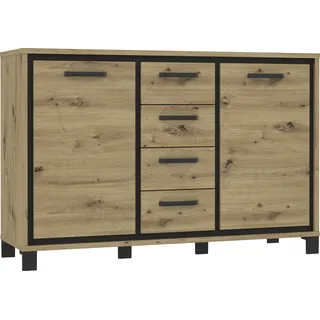 Forte Sideboard Trondheim 138,4 x 91,3 x 41,5 cm Artisan Eiche/Schwarz Eiche