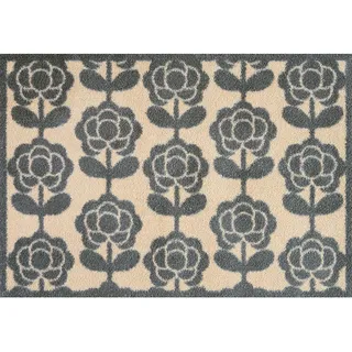 Wash+Dry FUßMATTE Pop Flowers Neutral, Beige, Textil, Blume, rechteckig, 60x85 cm Oeko-Tex® Standard 100, für Fußbodenheizung geeignet, pflegeleicht, Teppiche , Böden, Fuß , Stufenmatten, Fußmatten