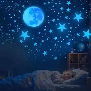 Noa Home Deco Leuchtsterne Kinderzimmer Leuchtsterne Selbstklebend 629 Stück Sternenhimmel Aufkleber Kinderzimmer Deko Sternenhimmel Junge Wandsticker Selbstklebend Mädchen Babyzimmer Deko, Blau