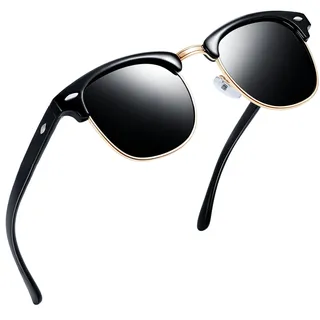 Joopin Klassische Halbrahmen Sonnenbrille Herren Polarisiert Retro Verspiegelte Sonnenbrille Damen Vintage UV400 Sunglasses Men Women für Fahren Tourismus (Glänzend Dunkelgrau)