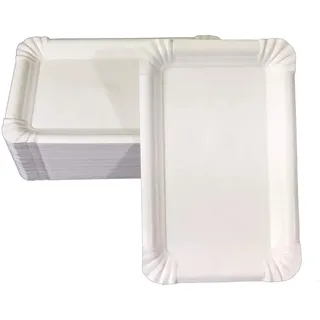 Wimex 100 Flache Pappteller weiß eckig 13 x 20 cm
