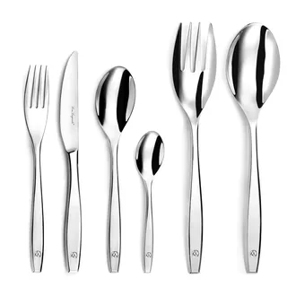 LOU LAGUIOLE - 50-teiliges Tafelbesteck für 12 Personen – Figur – Edelstahl 18/0, hochglanzpoliert