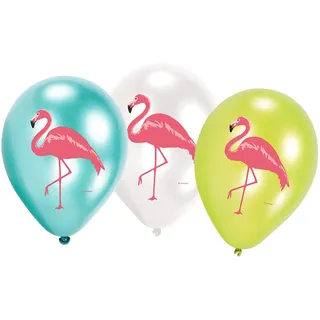 Amscan 9903333 - 6 Latexballoons Flamingo Paradise 27,5 cm / 11", Luftballons