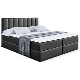 altdecor Boxbett, Schwarz Hochglanz, Holzwerkstoff, Höhe ca. 20 cm 200x200 cm, Schlafzimmer, Betten, Boxspringbetten