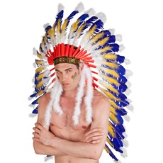 Boland 44131 - Indianer-Kopfschmuck, für Erwachsene, Häuptling, Federschmuck, Wilder Westen, Kostüm, Karneval, Mottoparty