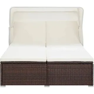 vidaXL 2-Personen-Sonnenliege mit Auflage Poly Rattan Braun - Braun