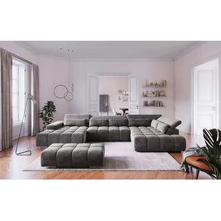 Cotta Wohnlandschaft Polyester U-Form 6 Nierenkissen Anthrazit