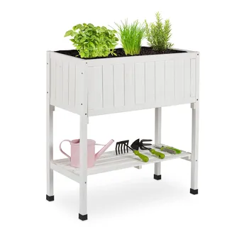 Relaxdays Hochbeet 80 x 74 x 38 cm Weiß