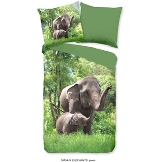 Duvet cover Good Morning 135x200 + 1* 80x80 cm - elephant - Grün