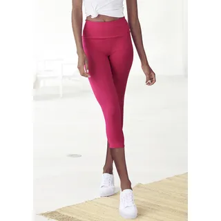 Caprileggings LASCANA, Damen, Gr. 48/50, N-Gr, pink, Single Jersey, Obermaterial: 95% Baumwolle, 5% Elasthan, unifarben, Basic, Basic kniebedeckend, Hosen Caprileggings, mit breitem, weichen Bündchen, Topseller