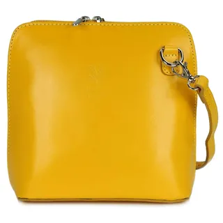 Belli italienische Ledertasche Damen Umhängetasche klein Handtasche Schultertasche Abendtasche in gelb - 17x16,5x8,5 cm (B x H x T)