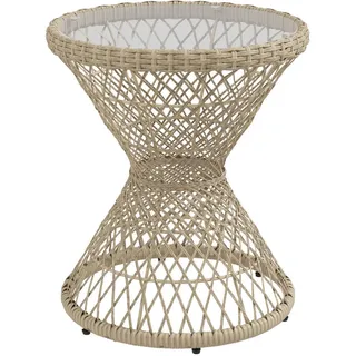 Outsunny Gartentisch, Braun, Stahl, PE Rattan , Kunststoff , 45x52x45 cm , Gartenmöbel, Gartentische