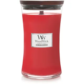 WoodWick Große Hourglass Duftkerze | Crimson Berries | mit knisterndem Docht | Lange Brenndauer: bis zu 130 Stunden | Perfektes Muttertags- und Ostergeschenk für Frauen