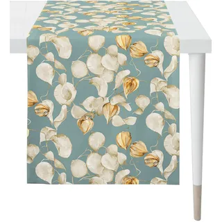 Tischläufer APELT "3400", türkis, beige, orange, B:140cm L:48cm, Baumwolle, Polyester, Tischdecken, Tischläufer