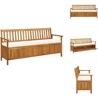 vidaXL Sitzbank mit Stauraum und Sitzpolster 170 cm Massivholz Akazie - Gartenbänke - Braun