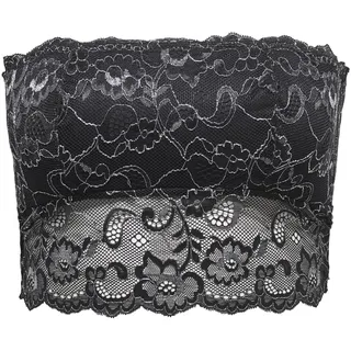 ONLY Damen Onlchloe Lace Glitter Bandeau Top Acc, Black, Small