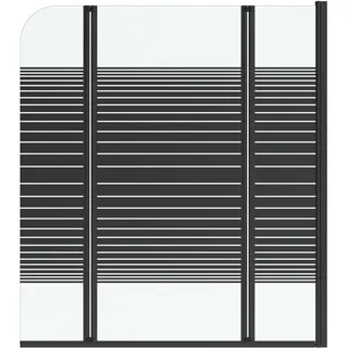 Aurlane Badewannenfaltwand Black Lines 3 3-teilig 1250x1400 mm Echtglas Klar hel
