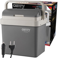 Camry CR 8065 Tragbare Elektrische Kühlbox, 21 Liter, Camping-Kühlschrank, 12 V und 220-240V für Auto, Kühl- und Warmhaltefunktion, Energiesparmodus, Grau