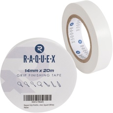 Raquex Griffband-Abschlussband für Schläger, für Tennis, Badminton, Squash, Hockey und Sport, 14 mm x 20 m, Weiß