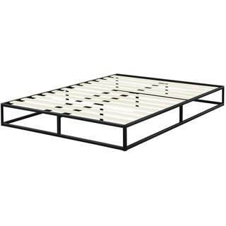 Olee sleep 22cm Modernes Metall-Plattform-Bettgestell / Bett / Metall / Metall-Bettgestell / Holzlatten / Matratzenrahmen / Holzlattenrost / Kein Boxspring erforderlich / 140 x 200cm / Full/ Schwarz