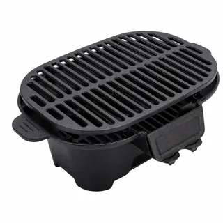 SENECESLI Hibachi Grill, Tragbarer Holzkohlegrill, Gusseisen, Japanischer Yakitori-Stil, für Camping-BBQ-Picknicks Im Freien