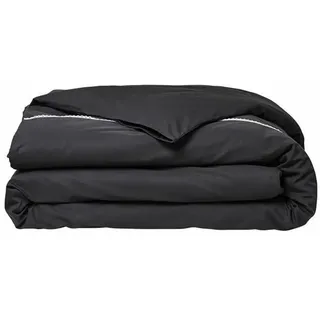 Bettwäsche-Set – 220 x 240 cm – 100 % Perkal, Spitzen-Finish – Anthrazit - Schwarz