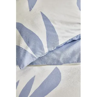 Walra Bettwäsche Simple Leaves Off White / Jeans Blau - 155x220 cm - Weiß