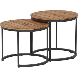 Siena Garden Gartenbeistelltisch , Anthrazit, Teakfarben , Holz , Teakholz , rund , C-Form , 50x40x50 cm , FSC 100% , wetterbeständig , Gartenmöbel, Gartentische, Garten-Beistelltische