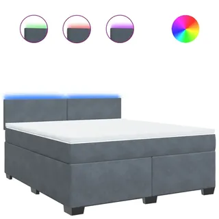 vidaXL Boxspringbett mit Matratze Dunkelgrau 180x200 cm Samt - Grau