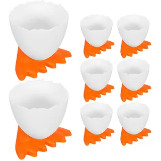 ULTECHNOVO 8er Set Eierbecher Lustig mit Füßen, Eierhalter aus Hochwertigem Kunststoff für Gekochte Eier, Kreative Eierständer für Kinder & Frühstückstisch, Osterdeko & Ostergeschenke, Orange