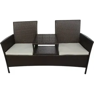 vidaXL 2-Sitzer-Gartensofa mit Teetisch Poly Rattan Braun - Braun