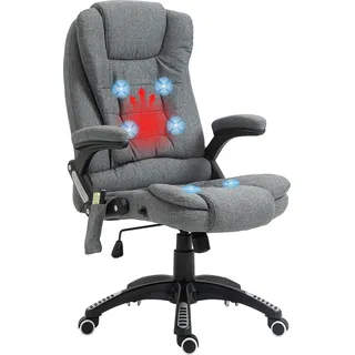 Vinsetto Massagesessel Chefsessel mit Massagefunktion höhenverstellbarer Drehstuhl ergonomischer Gamingstuhl Bürostuhl massage Dunkelgrau 68 x 72 x 110–120 cm - Grau