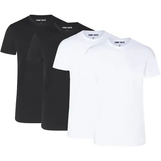 Camp David T-Shirt »T-Shirt 4er Pack«, schwarz-weiß