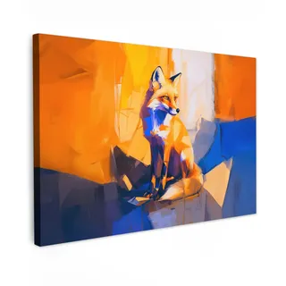 MuchoWow© Wandbilder Wohnzimmer Wanddeko Schlafzimmer Zimmerdeko - Abstrakt | 90x60 cm - Wandgemälde Zimmer Deko auf Wand Dekoration Wall Art Fuchs - Orange - Formen
